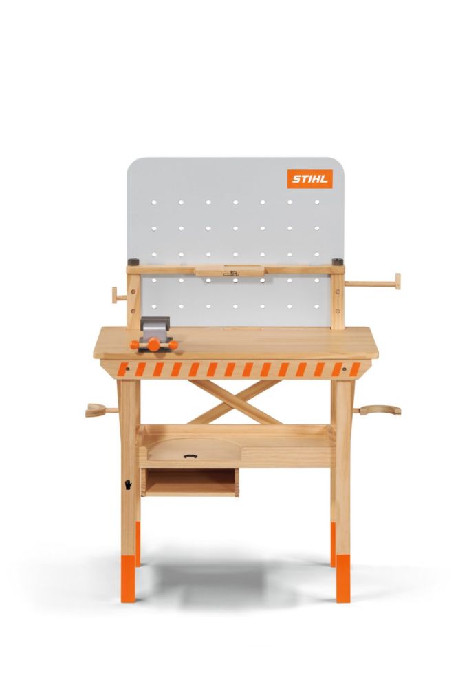 STIHL Kinderwerkbank aus Holz mit Zubehör Kinderspielzeug